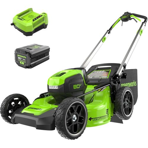 80V 21″ Cordless Battery 4-in-1 Self-Propelled Lawn Mower w/ 4.0Ah Battery & Charger