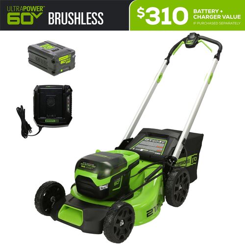 60V 21″ Cordless Battery Push Lawn Mower w/ 5.0Ah Battery & Charger