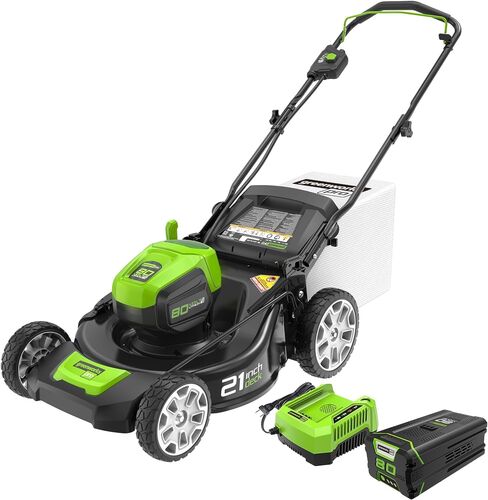80V 21″ Cordless Battery 3-in-1 Push Lawn Mower w/ 5.0Ah Battery & Charger