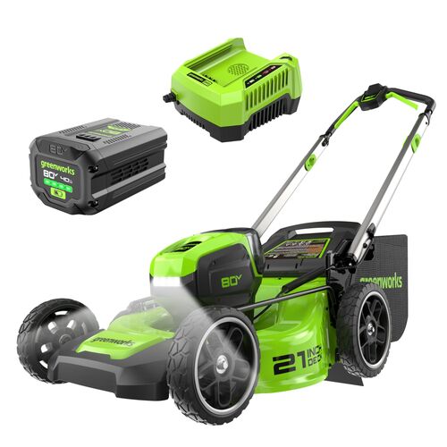 80V 21″ Cordless Battery 4-in-1 Push Lawn Mower w/ 4.0Ah Battery & Charger