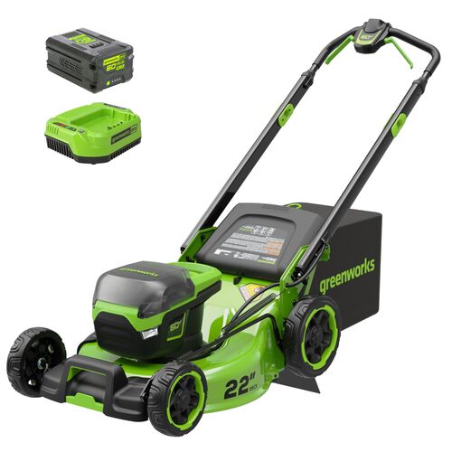 60V 22″ Cordless Battery Push Lawn Mower w/ 5.0Ah Battery & Charger