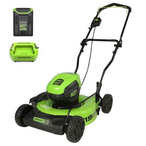 60V 19″ Cordless Battery Push Lawn Mower w/ 5.0Ah Battery & Charger