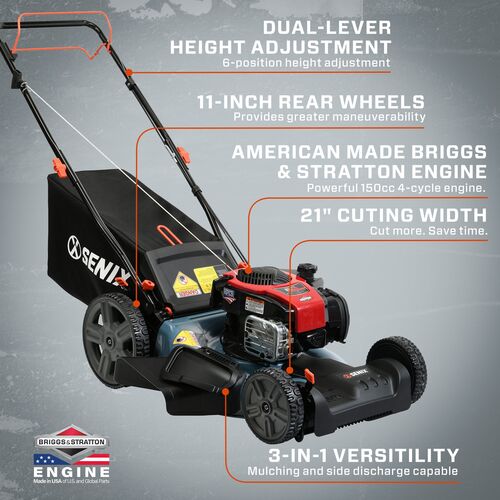 21-Inch 150cc Gas Powered 3-In-1 Front Wheel Drive Self-Propelled Mower, LSSG-M1